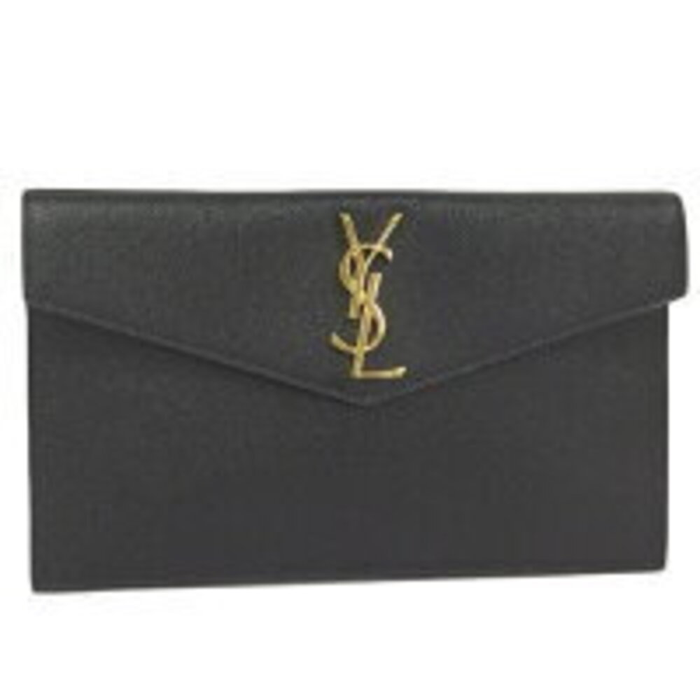 SAINT LAURENT PARIS Clutch Bag Leather Black